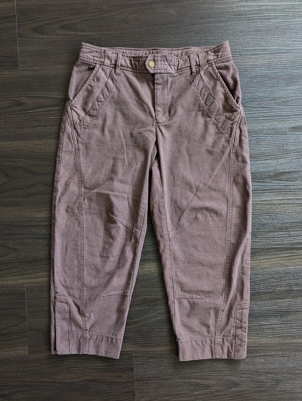 Anthropologie Mauve Cropped Barrel Leg Pants Small Boho Summer Cotton